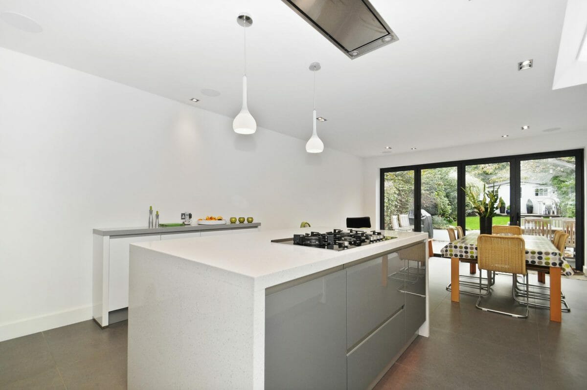 White and grey gloss kitchen