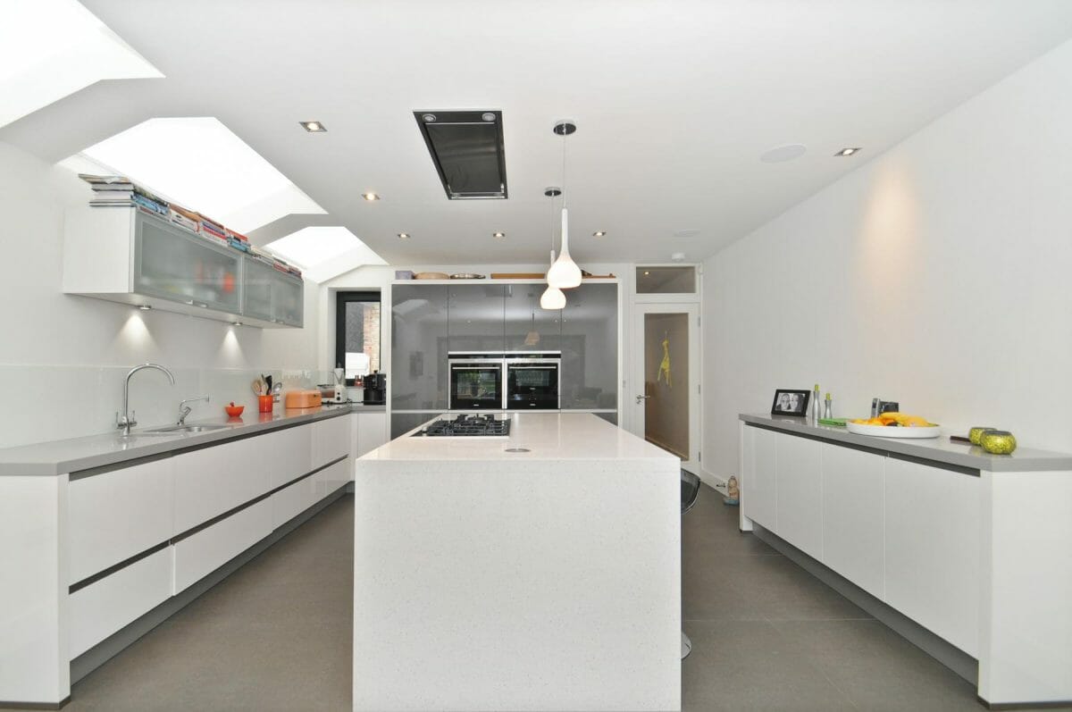 White and grey gloss kitchen