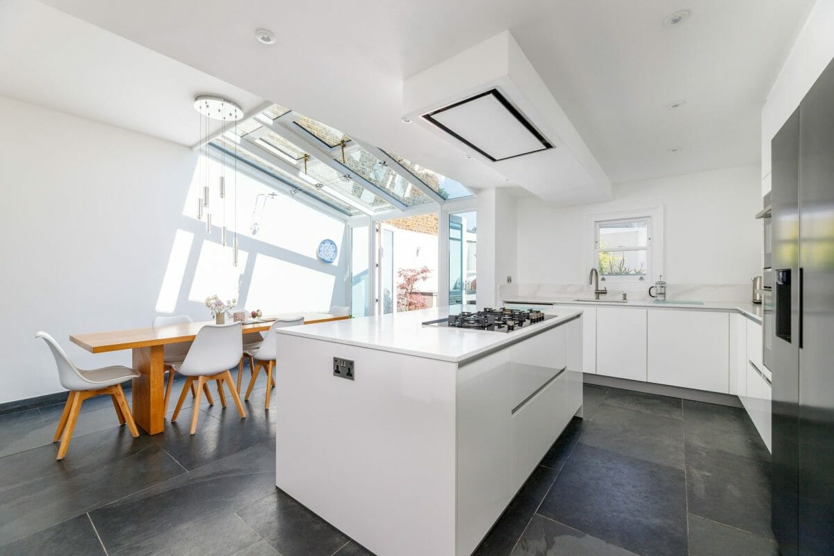 All white Handleless Kitchen