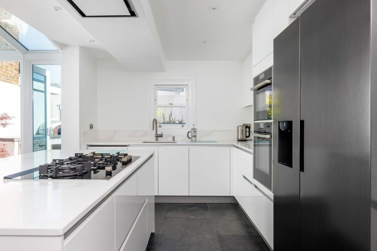 All white Handleless Kitchen