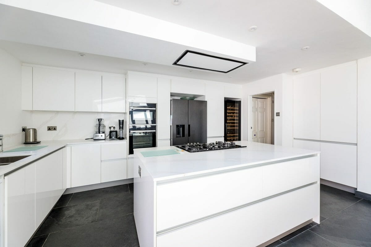 All white Handleless Kitchen