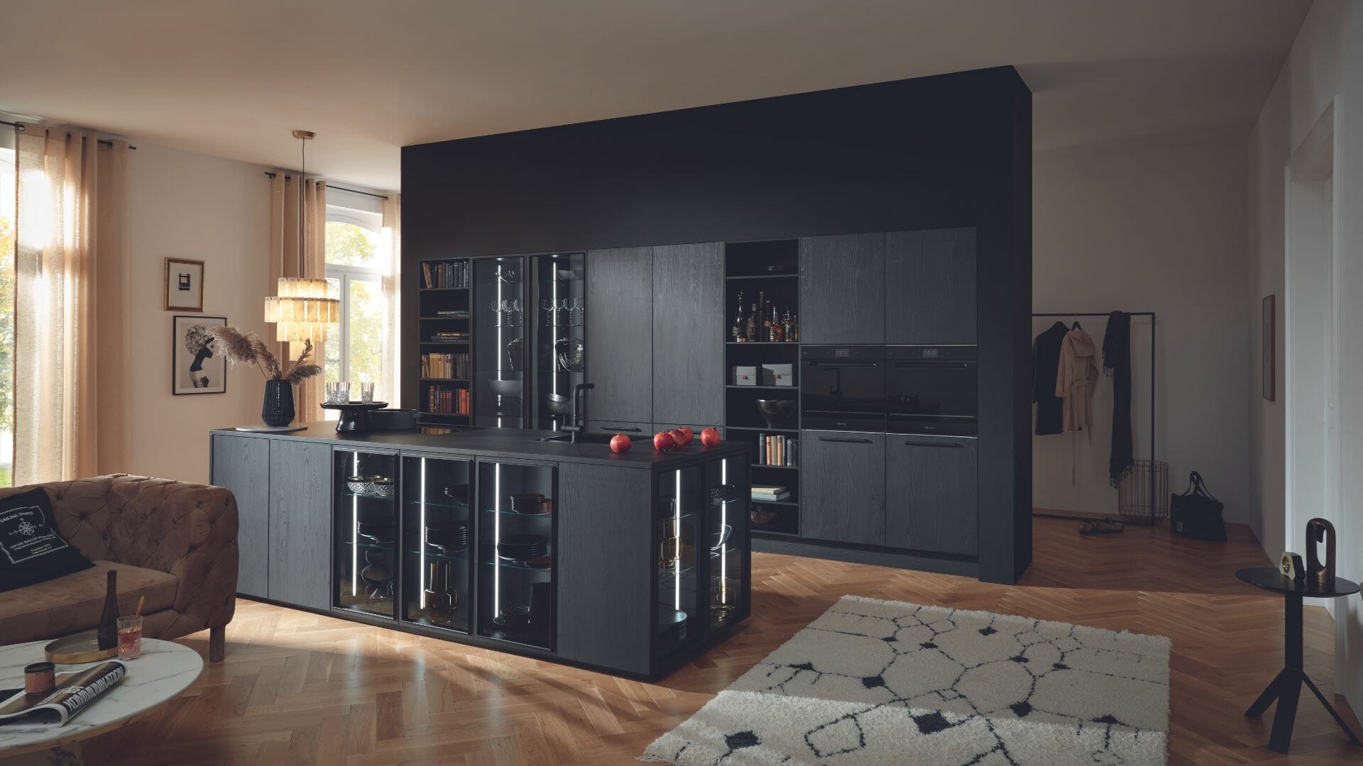 Nolte innovations 2024 imagery - Dark Wood Handleless Kitchen